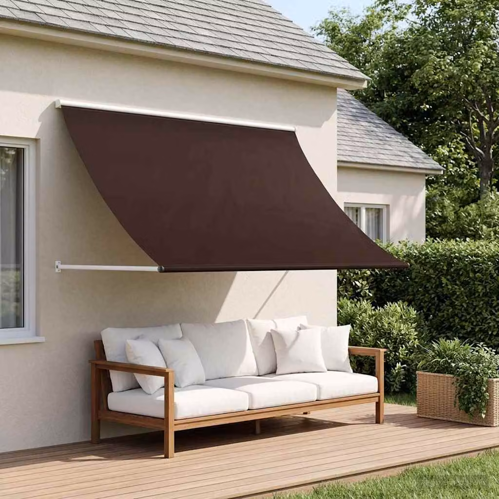 Tenda da sole vidaXL marrone con bracci pieghevoli in acciaio e poliestere L: 350 cm, P: 150 cm
