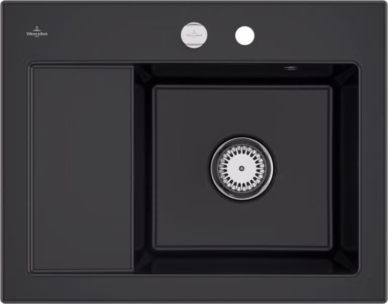 V&B Spüle Subway 45 Compact re, m Abl.garn, Exzenter, nero puro
