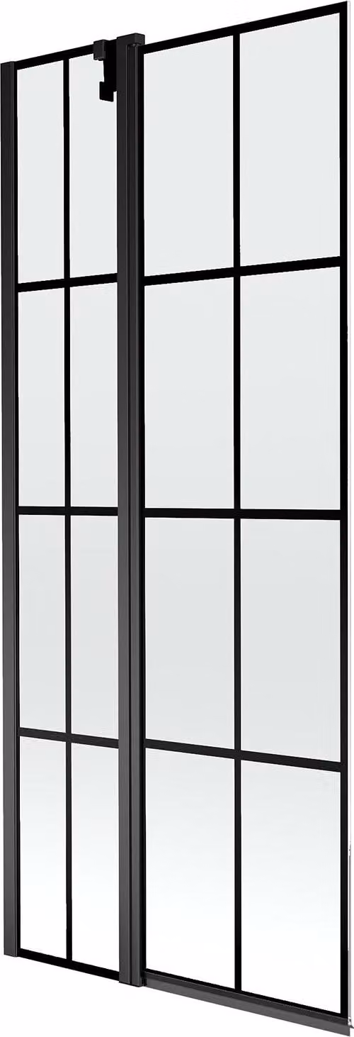 Mexen Flip paratia da bagno a 2 ante 80 x 150 cm, griglia nera, nero - 894-080-101-70-77