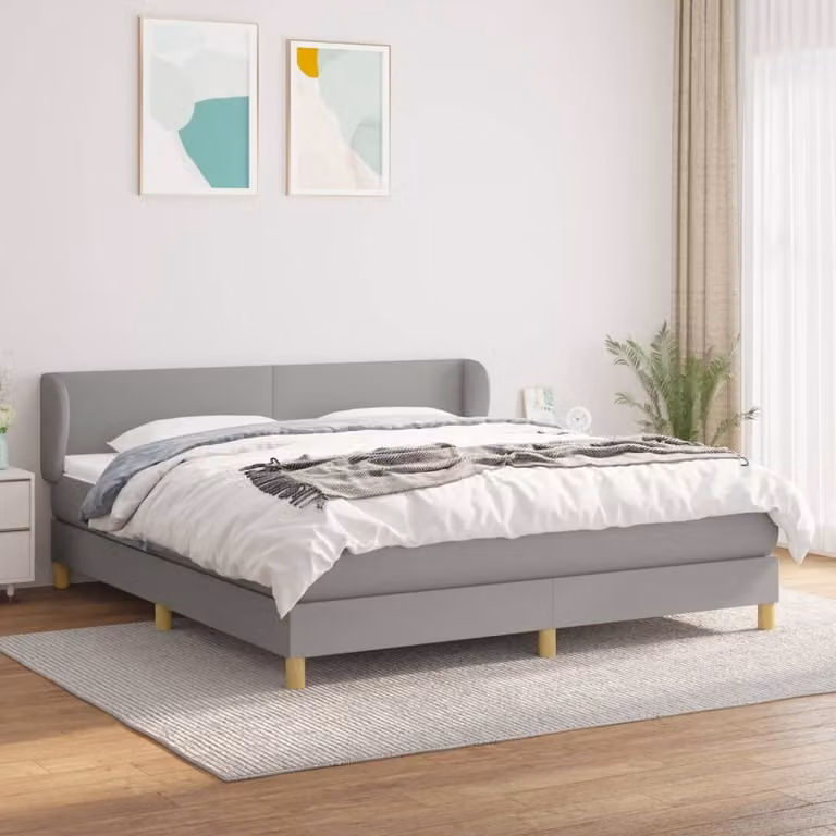 Maison Exclusive - Giroletto a Molle con Materasso Grigio Chiaro160x200 cm Tessuto