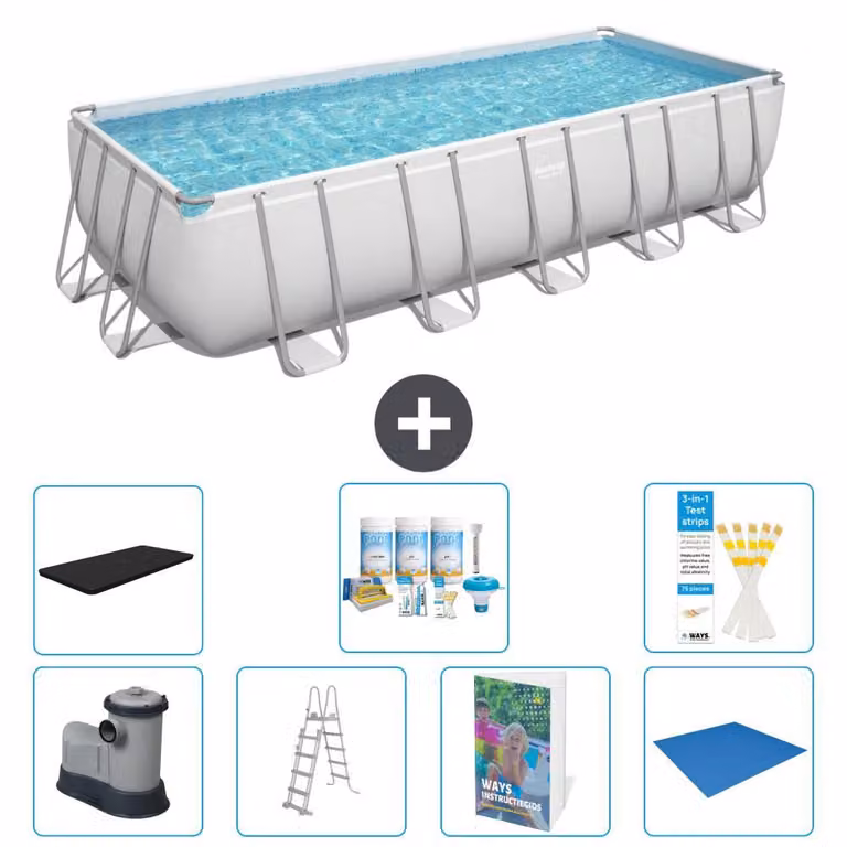 Bestway Power Steel, piscina rettangolare - 640x274x132 cm - composta da 6 parti, modello S599
