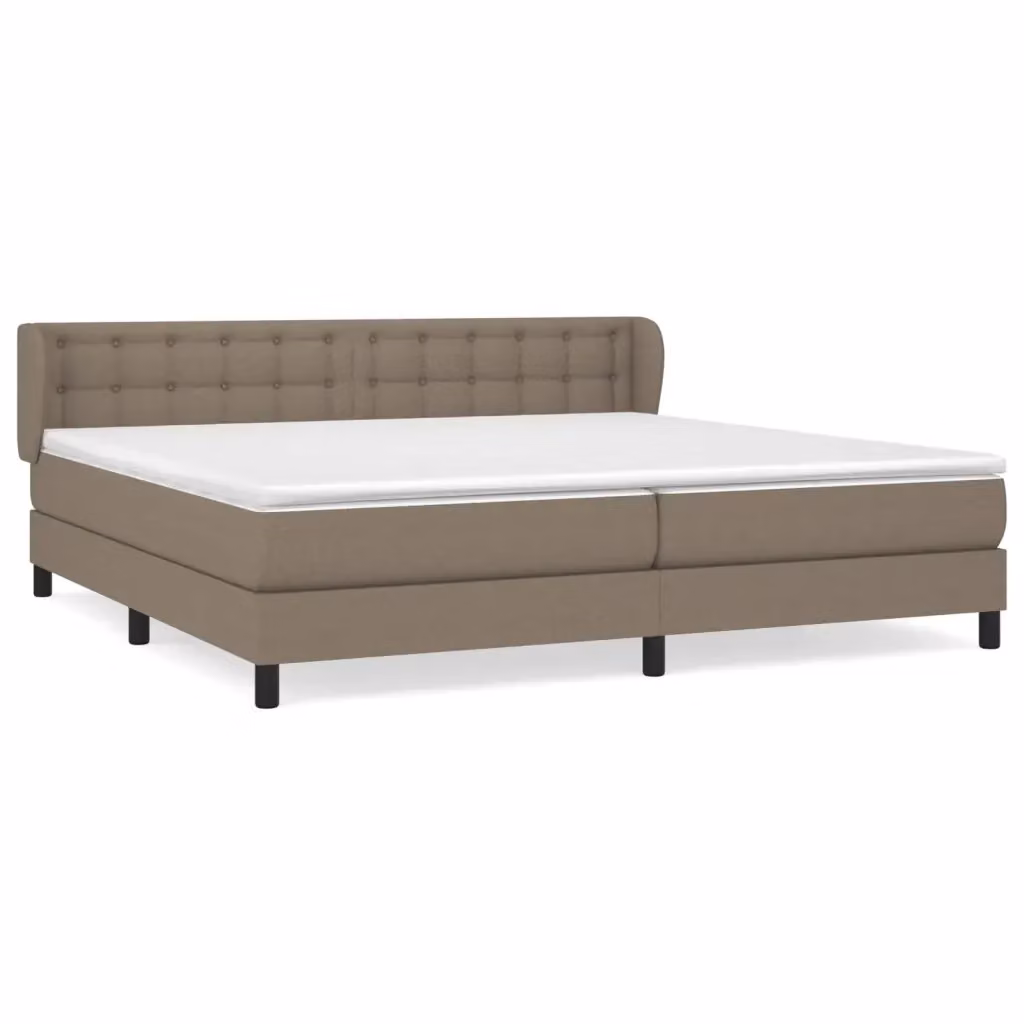 Letto Ibrido vidaXL con Giroletto a Molle e Materasso in Tessuto Beige e Bianco L/P: 200 x 200 cm – 2