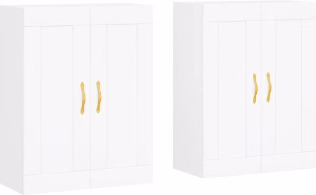 Set di 2 armadietti da parete bianchi in legno e metallo con ante a battente DESIGN IN per bagno