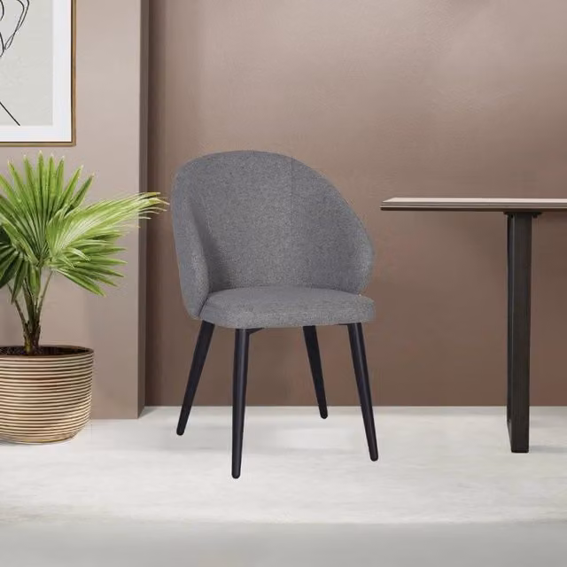 Sedia Patya in tessuto Nordic 16 grigio cenere e gambe nere set 2 pezzi