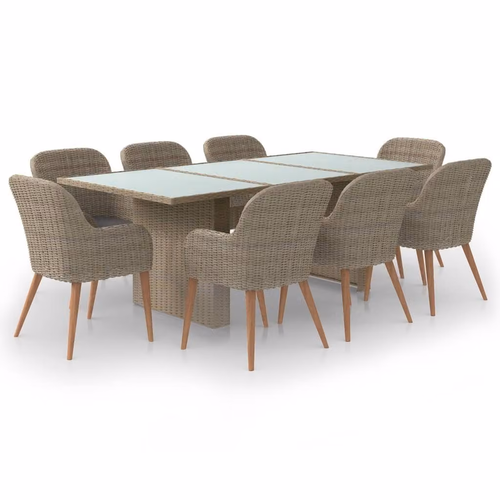 Set da Pranzo da Giardino 9 pz in Polyrattan Marrone