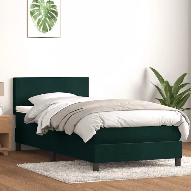 Giroletto a Molle con Materasso Verde Scuro 80x220 cm Velluto 3316044
