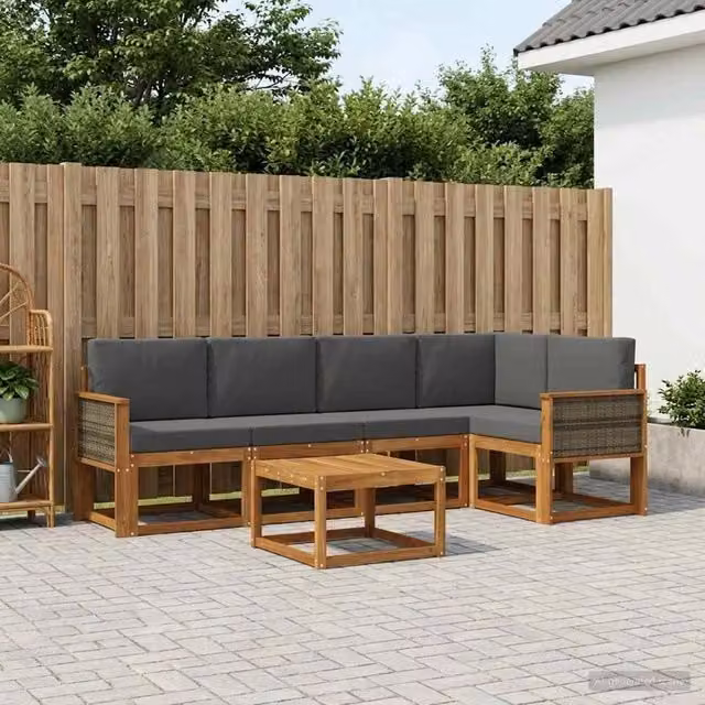 Set di divani da esterno 6 pz Naturale e Antracite 3385228
