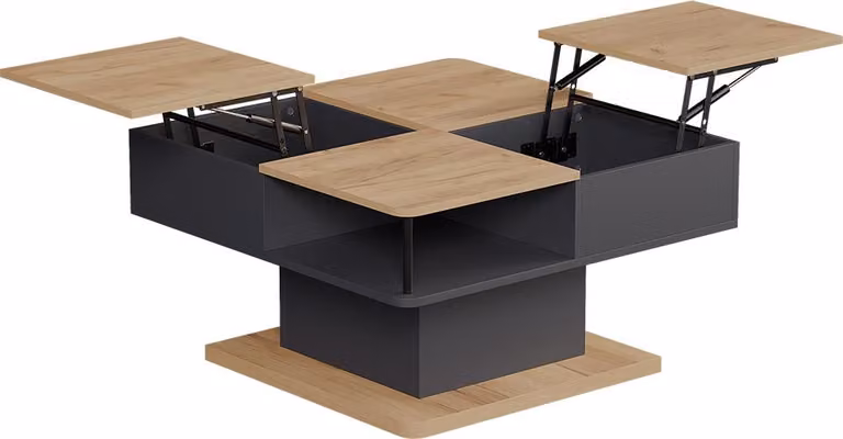 tavolino soggiorno Vicco Movira Antracite 80 x 45 cm con vani portaoggetti, Model 59128