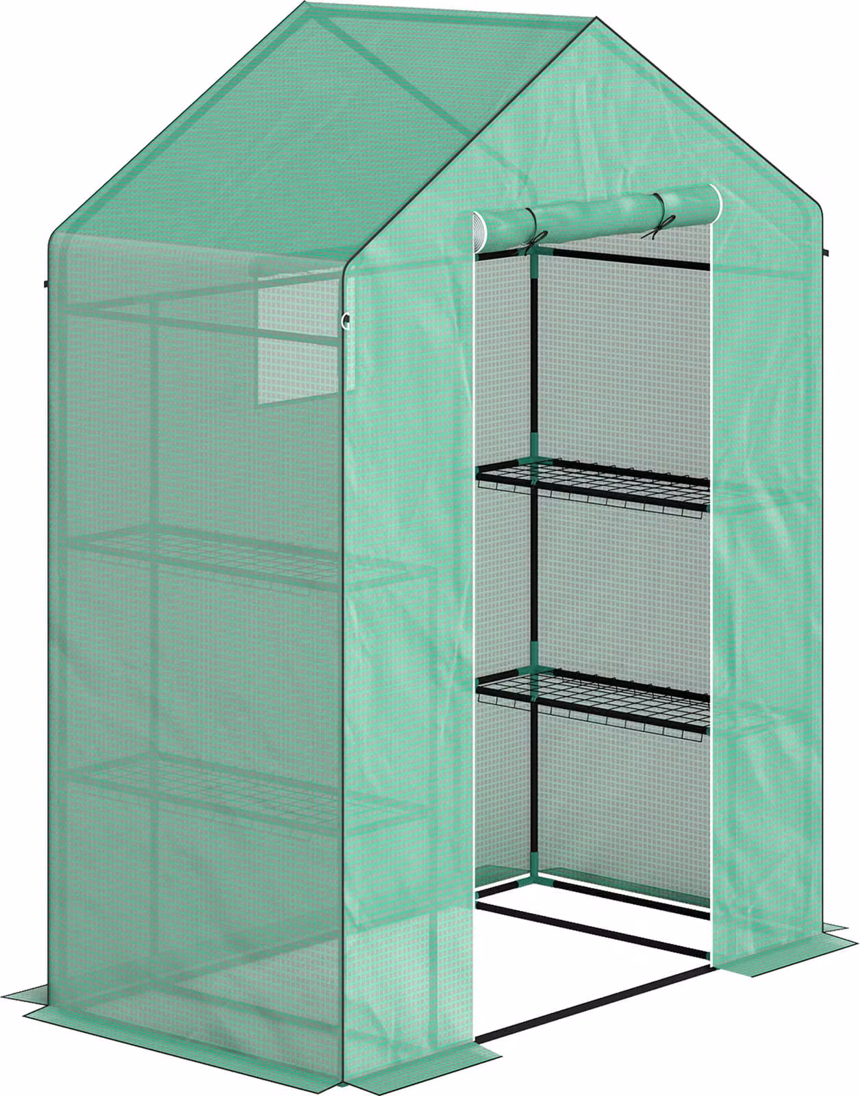 Serra con porta scorrevole, finestre e ripiani; serra in plastica resistente all'inverno con struttura in acciaio; serra per pomodori 143 x 74 x 190 cm; serra per pomodori e ortaggi