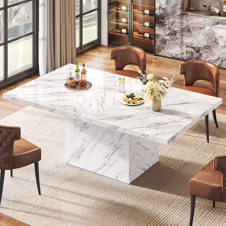 Tavolo da pranzo, 160 cm, in resina sintetica, rettangolare, per 6 persone