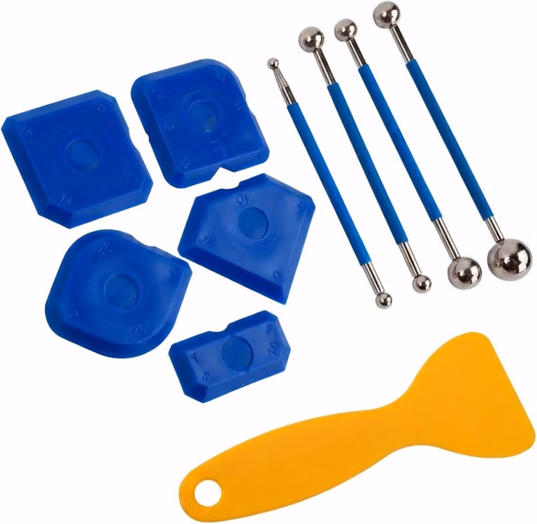 Set di 12 utensili per la sigillatura, in acciaio inossidabile e silicone, ideale per bagno e cucina