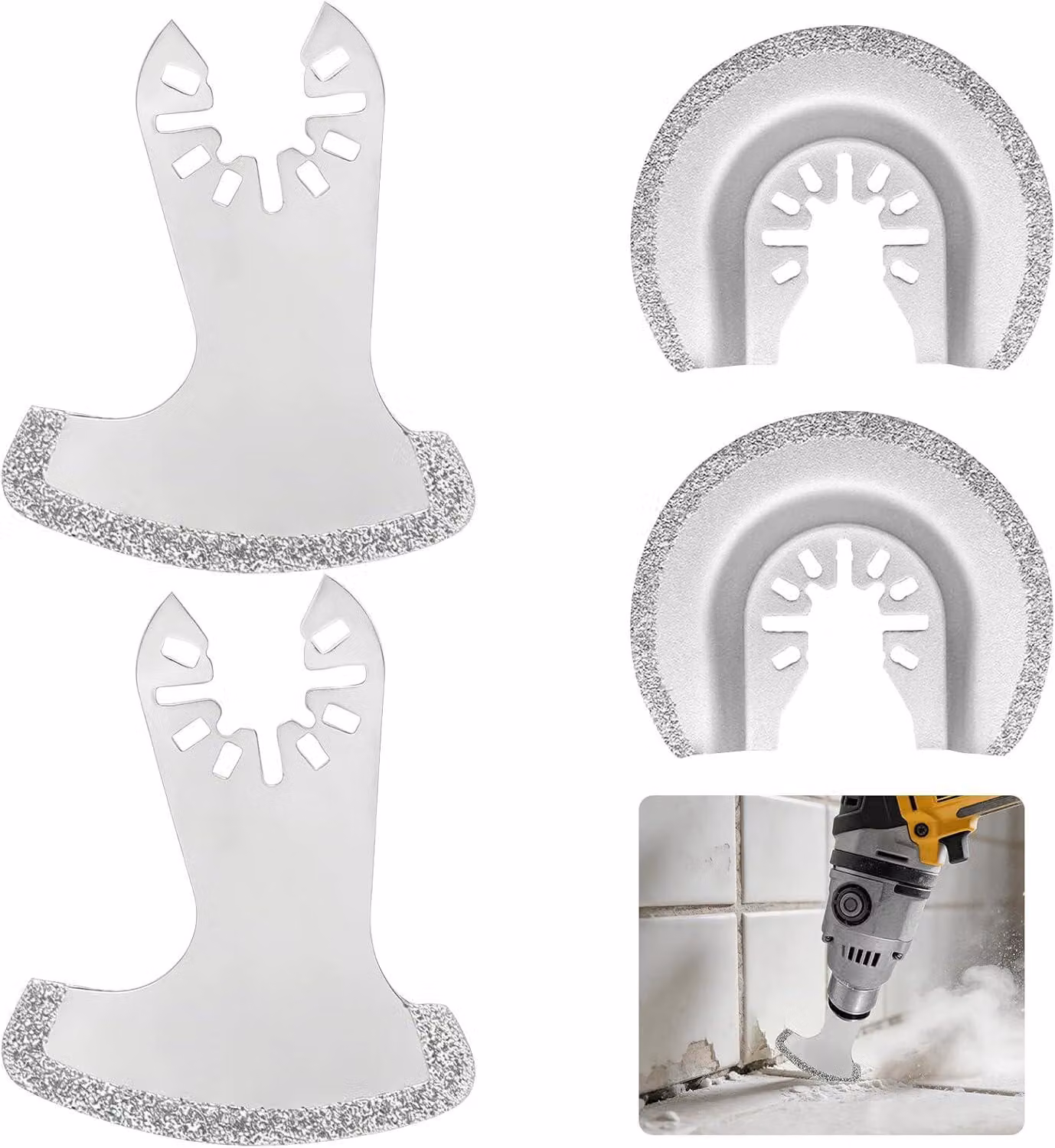 Set di lame per utensile multifunzione, composto da 4 pezzi, con rivestimento in diamante, per tagliare chiodi e piastrelle