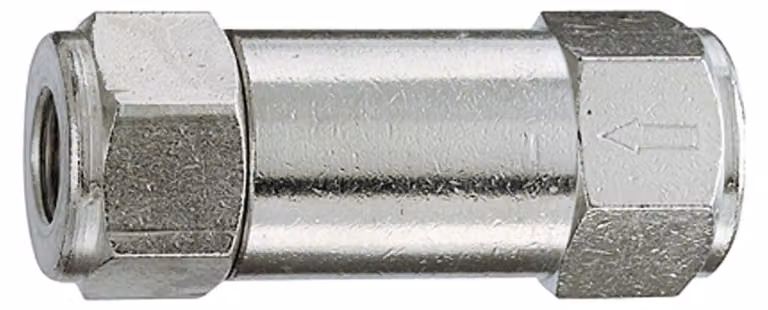 Valvola di ritegno Riegler, esecuzione piccola, MS nichelato, G 1/4, 0,2 bar