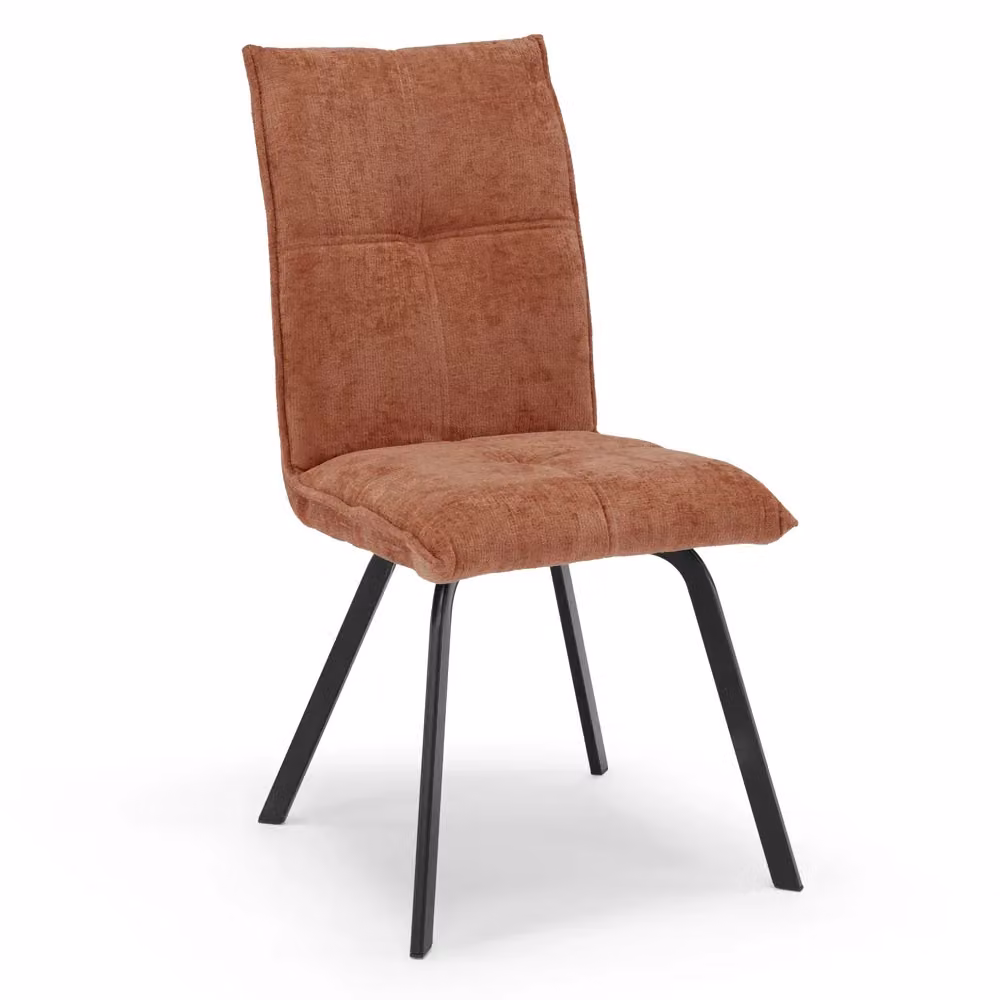 Set di 2 sedie imbottite Redokasa LETIZIA per sala da pranzo e soggiorno, design moderno con gambe in metallo e rivestimento in tessuto beige – 2