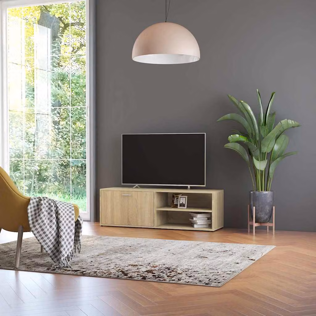 vidaXL Mobile Porta TV Moderno in Legno Rovere Sonoma Marrone L: 120 cm, P: 34 cm, H: 37 cm