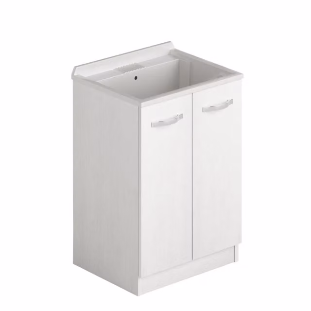 Lavatoio in legno 61x50 due ante colore bianco frassinato