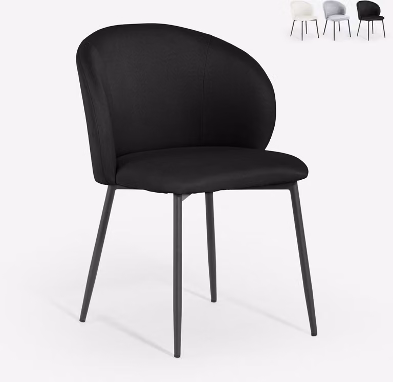 Sedia moderna per sala da pranzo e cucina in tessuto design Kadim - nero
