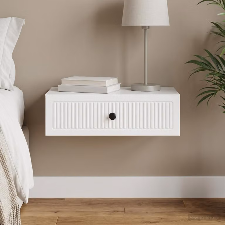 vidaXL Tavolino da parete laterale moderno in bianco L: 59 cm, P: 34,5 cm, H: 17 cm