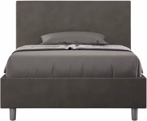 Letto imbottito 1 piazza e mezza 120x190 cm Adele - Contenitore,Microfibra,Grigio