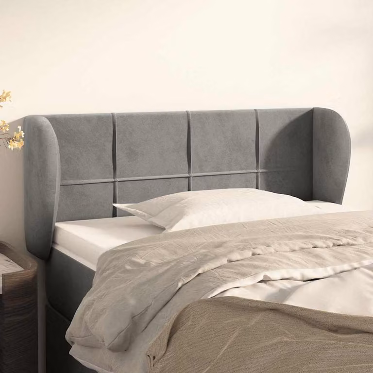 Testiera ad orecchio vidaXL in velluto grigio chiaro L: 83 cm, P: 23 cm, H: 78-88 cm
