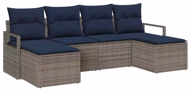 Set di divani 6 pcs Grigio polyrattan