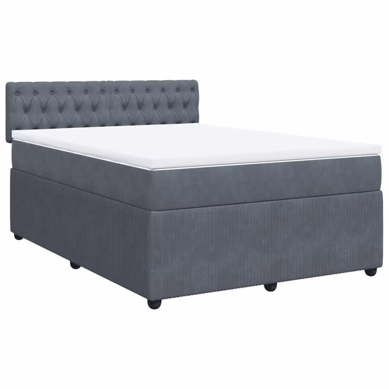 Giroletto a Molle con Materasso Grigio Scuro 160x200 cm Velluto