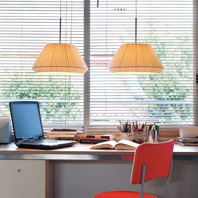 Lampada a sospensione Bover Mei Round in tessuto beige con attacco E27