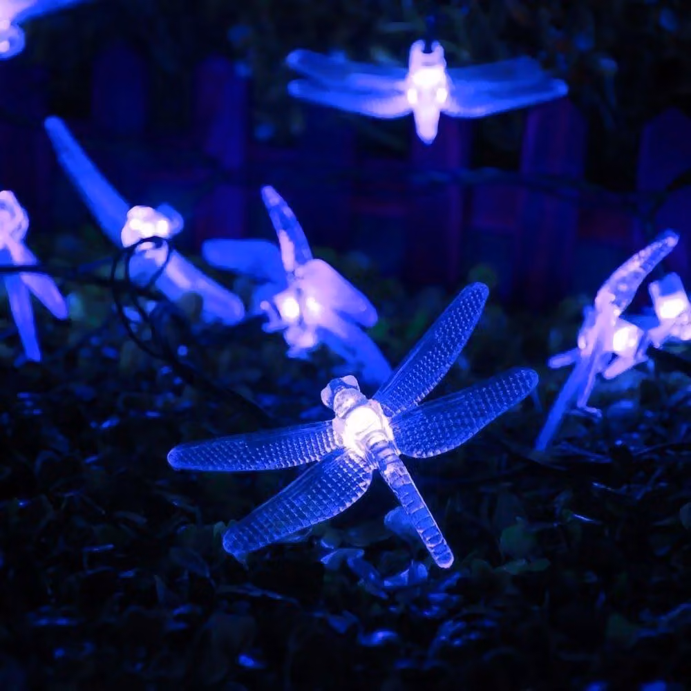 Catena luminosa solare, 6 metri, 30 LED, impermeabile, 8 modalità, blu