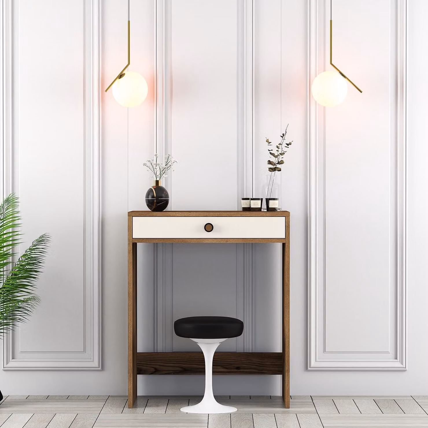 Skye Decor, Lisbona - Noce, Crema, Toilette, Noce, 100% PANNELLI DI AGGREGATO DI LEGNO RIVESTITI IN MELAMMINA, 70 x 84,7 x 40 cm