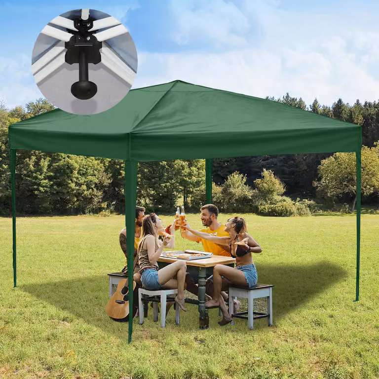 Clanmacy gazebo pieghevole 3 x 3 m gazebo pop up pieghevole da giardino, protezione UV 50+ gazebo e tende per feste senza lati verde