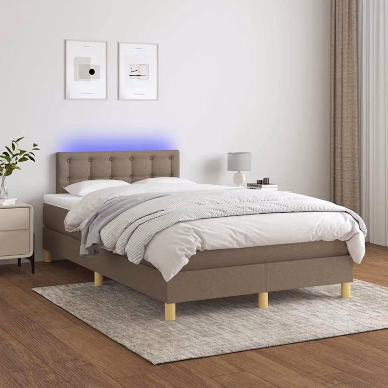 Letto a molle con materasso vidaXL in tessuto con illuminazione LED e porta USB, L/P: 120 x 200 cm