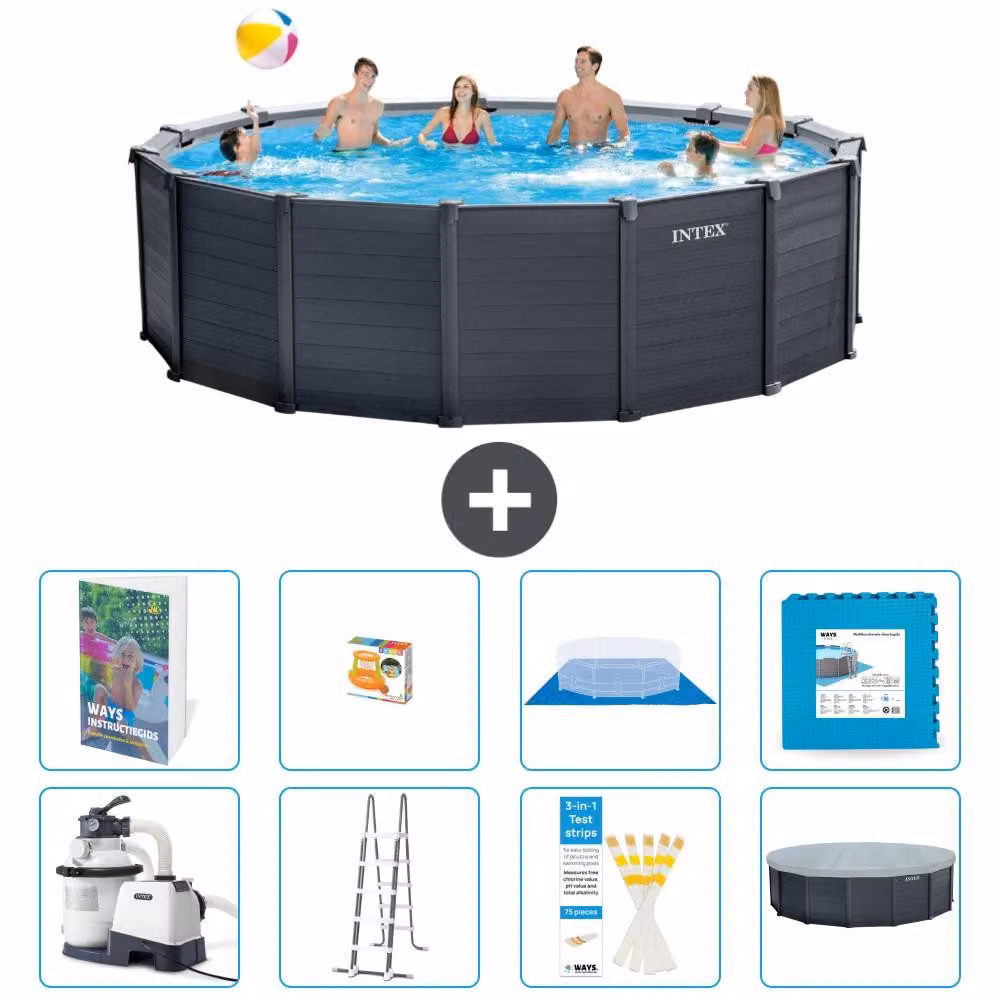 Pannello per piscina in grafite, modello Rund - 478x124 cm - composto da 7 elementi, serie S570