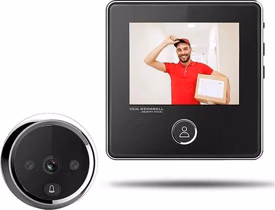 Videocitofono con schermo interno, visione notturna, campo visivo di 120 gradi e funzione scatto foto, colore nero