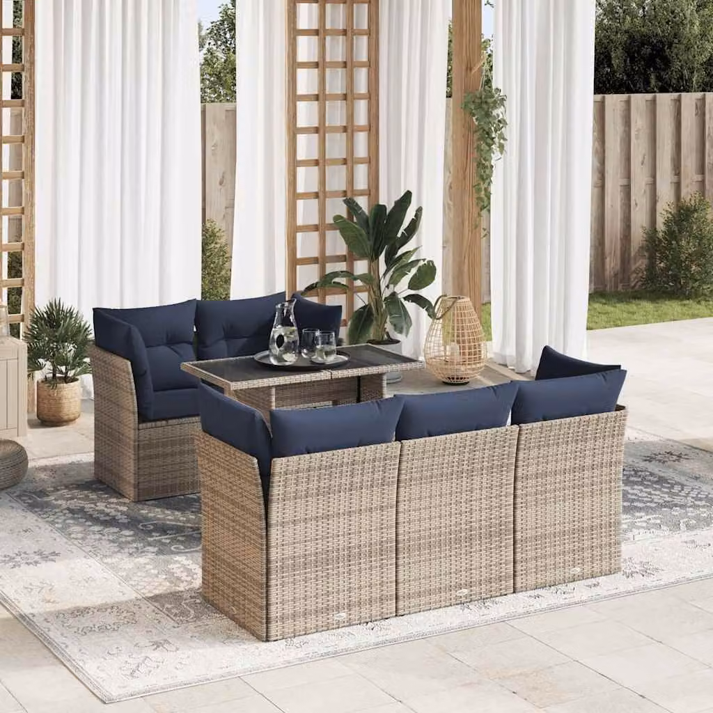 Maison Exclusive - Set Divano da Giardino 6pz con Cuscini Grigio Polyrattan Acacia