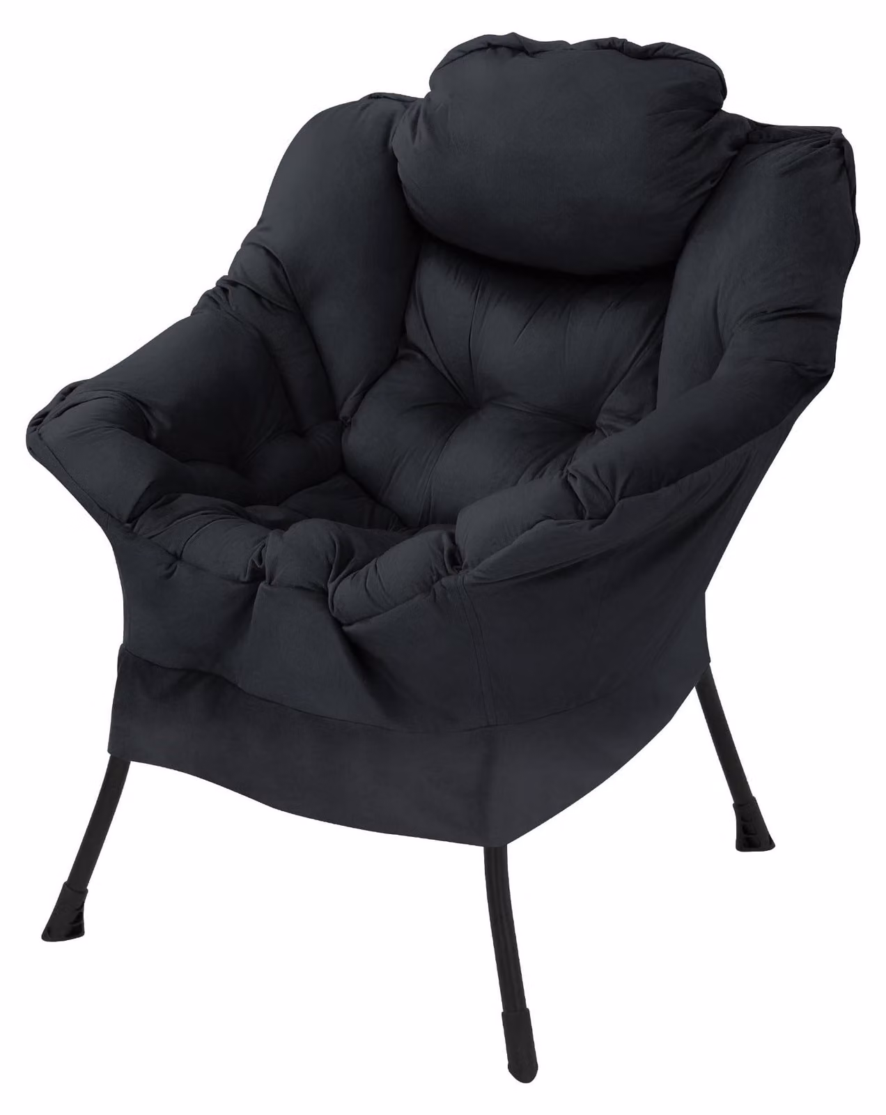Poltrona reclinabile con cuscino per la testa, ergonomica, in poliestere, colore nero, dimensioni 82x97x95 cm