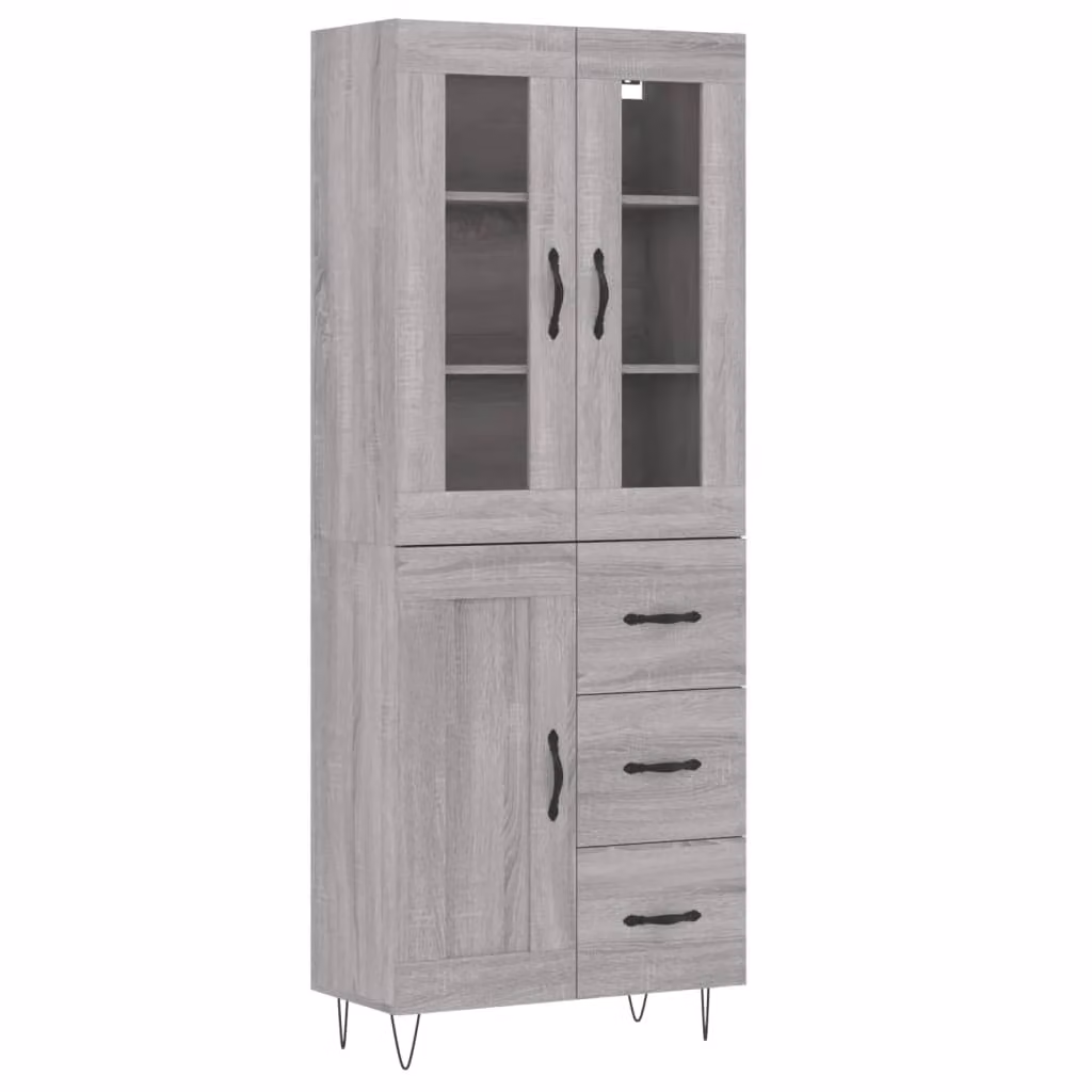 Credenza Grigio Sonoma 69,5x34x180 cm in Legno Multistrato