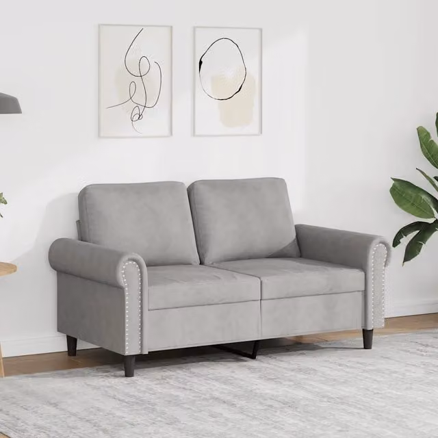 Divano a 2 Posti Grigio Chiaro 120 cm in Velluto 359519