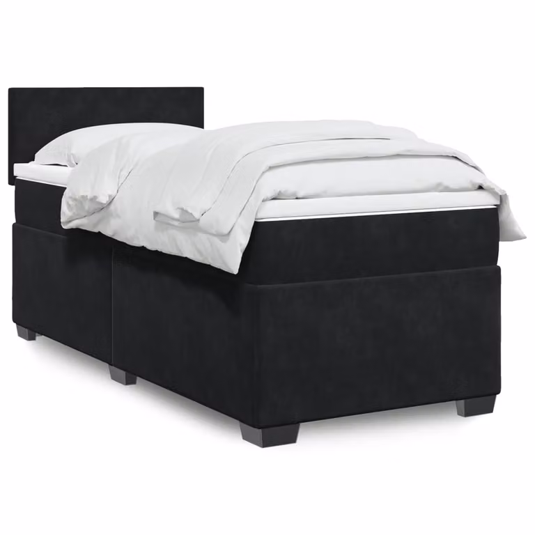 Giroletto a molle con materasso vidaXL in velluto nero, L/P/H: 90 x 190 cm