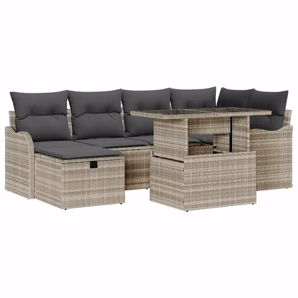 Set Divano da Giardino vidaXL a L in Polyrattan Grigio con Cuscini e Tavolino da Esterno – 2