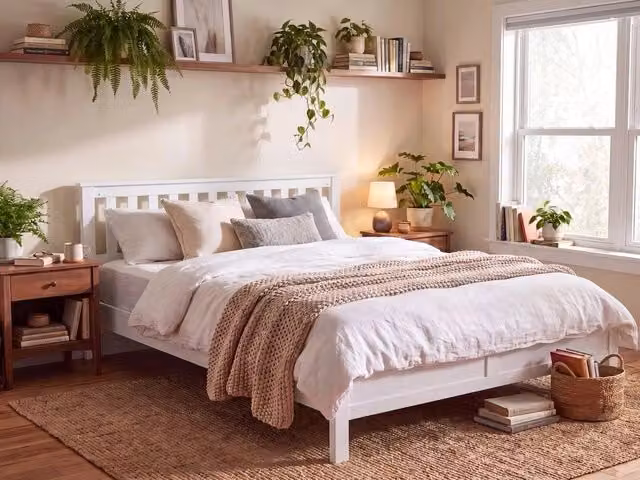 Letto Beliani in legno di pino bianco laccato in stile scandinavo L: 180 cm, P: 200 cm, H: 88 cm – 1