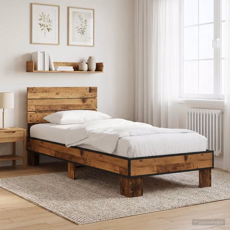 Struttura letto con testata vidaXL in legno color marrone L 80 x P 200 cm