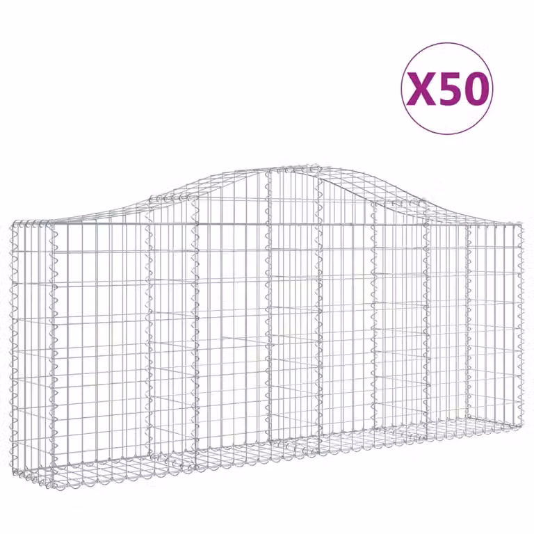 Cesti Gabbioni ad Arco 50 pz 200x30x80/100 cm Ferro Zincato