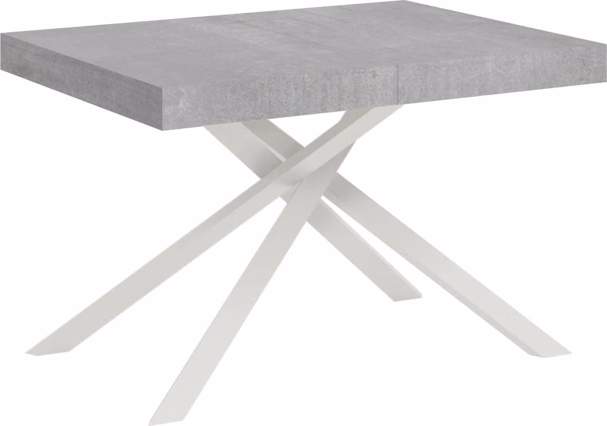 ITYHOME - Tavolo allungabile 120/224x90 cm Karida cemento gambe bianche