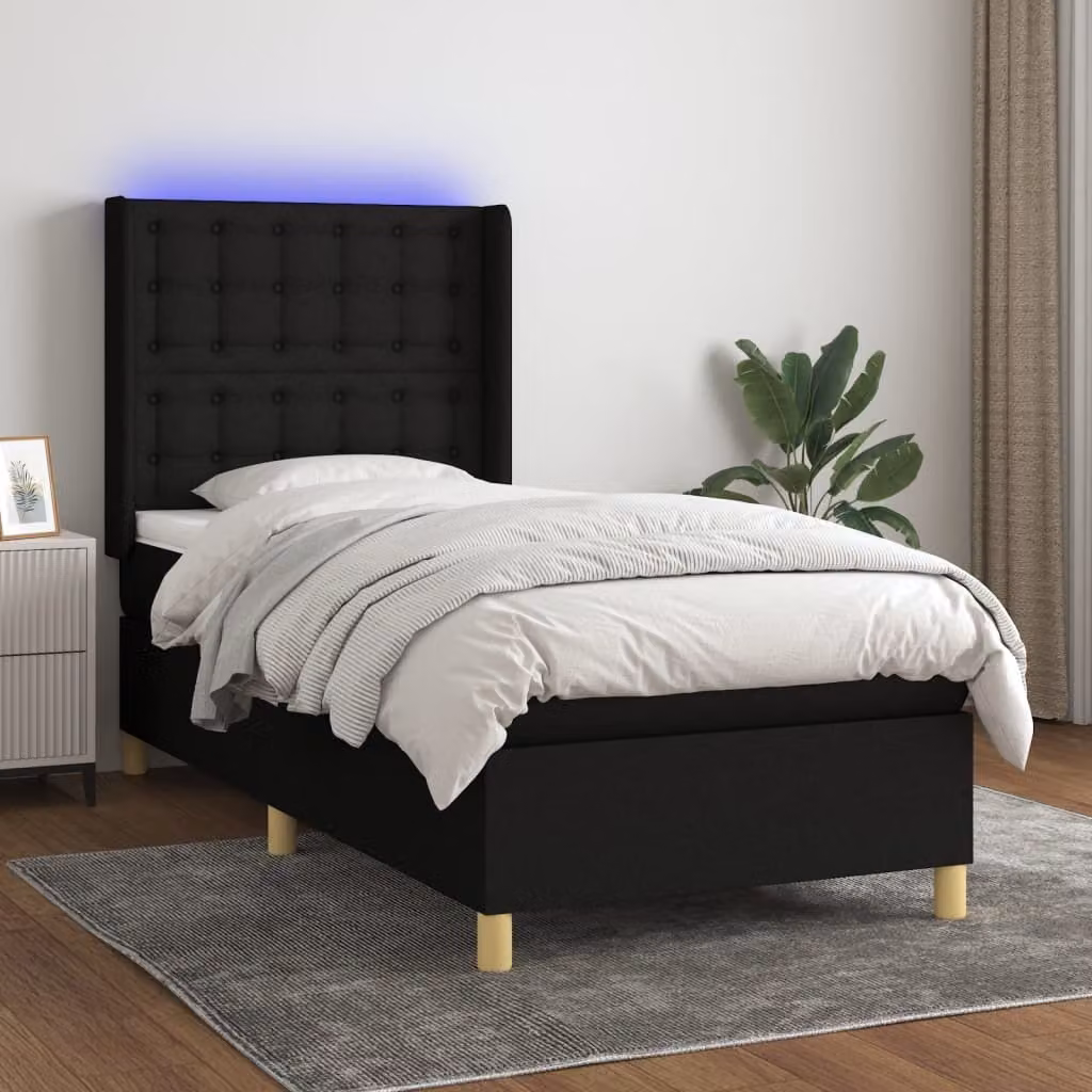 Maison Exclusive - Letto a Molle con Materasso e LED Nero 80x200 cm in Tessuto