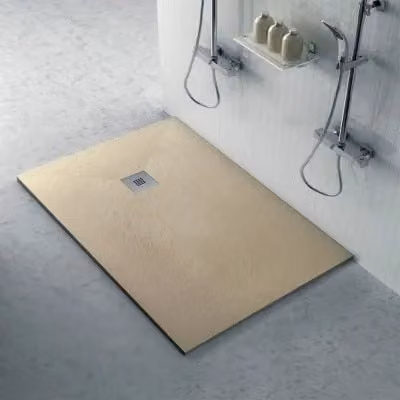 Piatto doccia rettangolare INBAGNO Karen in resina beige effetto pietra, L: 90 cm, P: 80 cm, H: 3 cm