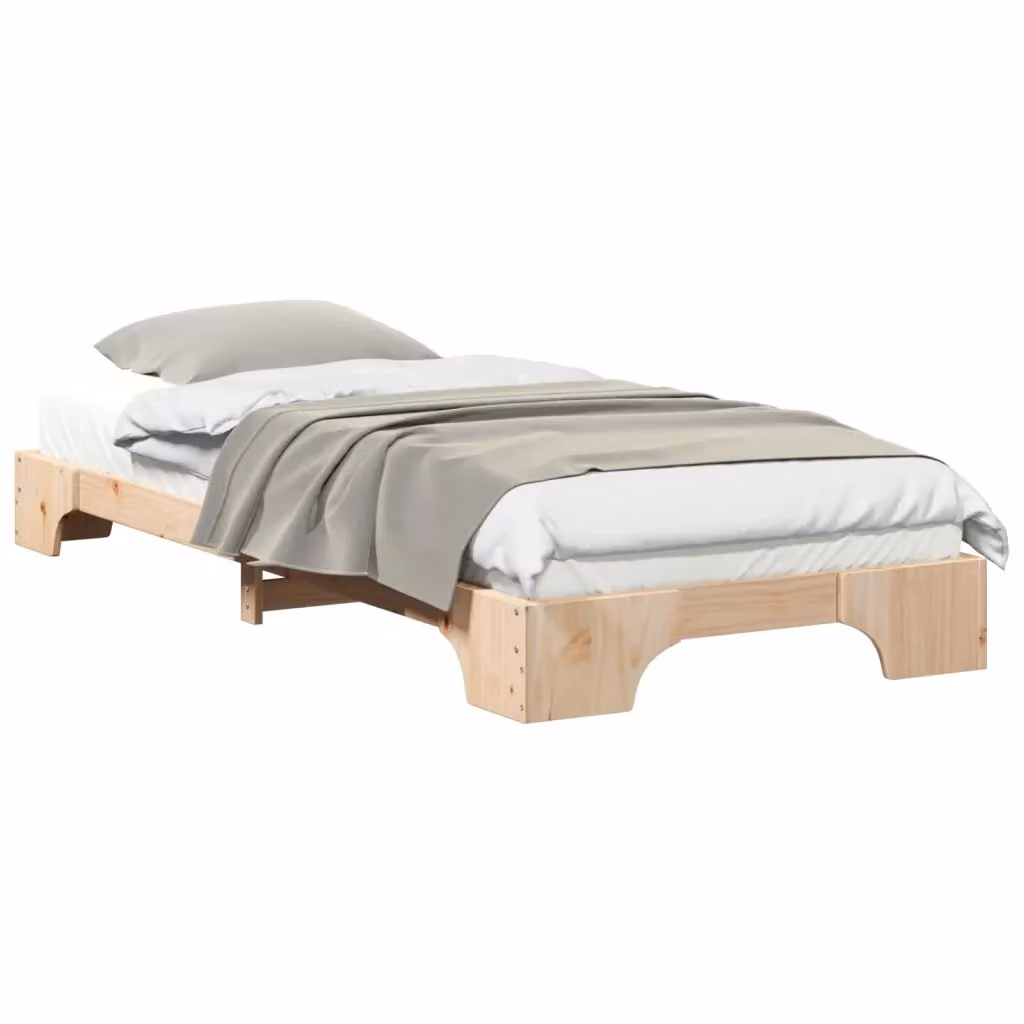 Giroletto in pino massello marrone con doghe fisse per camera da letto L: 200 cm, P: 220 cm – 2