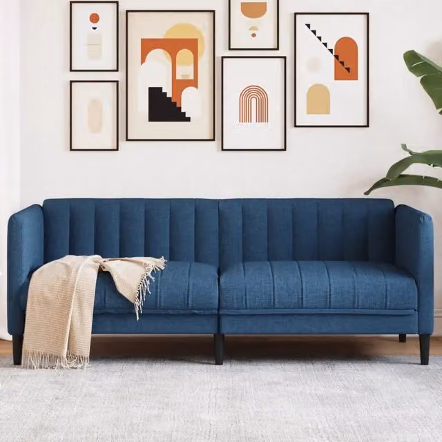 Divano a 2 posti moderno vidaXL in tessuto blu per soggiorno L: 176 cm, P: 76,5 cm, H: 74,5 cm – 1