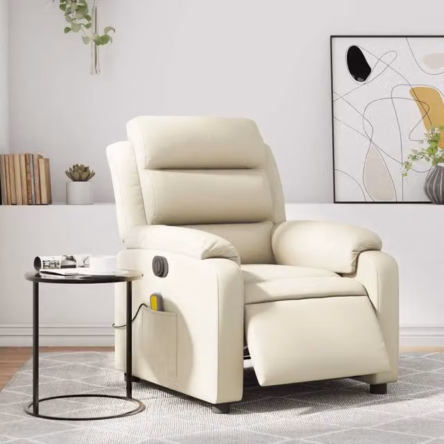 Poltrona Massaggiante Elettrica Reclinabile vidaXL in Similpelle Beige