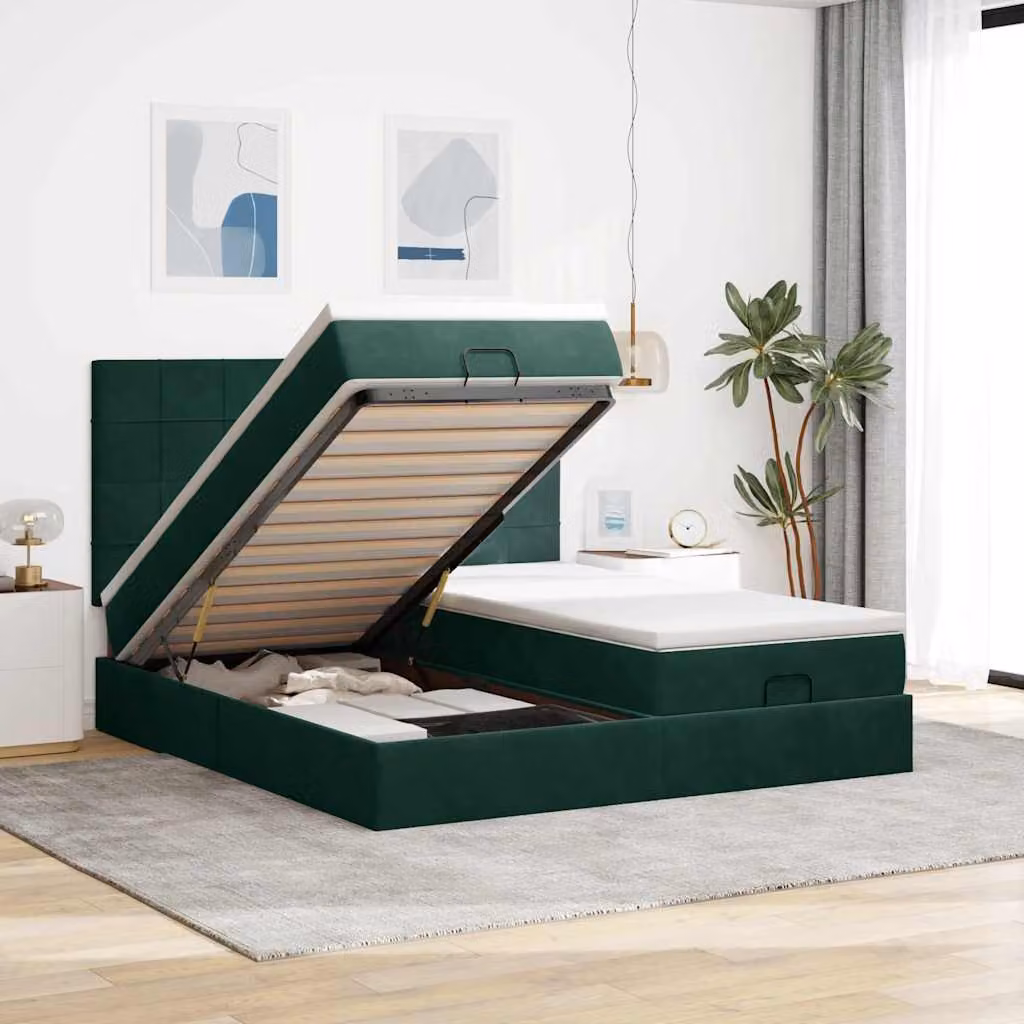 vidaXL Struttura Letto Pouf con Materassi 160x200 cm Velluto