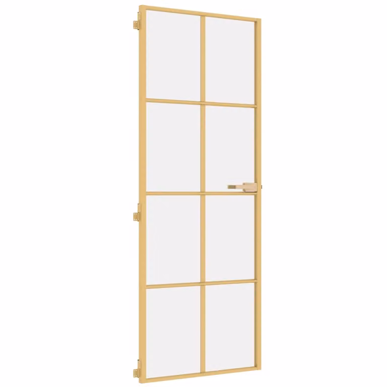 Porta Interni Sottile Oro 76x201,5cm Vetro Temperato Alluminio